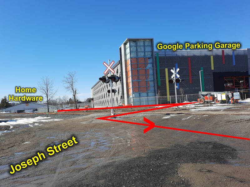 Trail passes Google Parking Garage Trail passes Google Parking Garage