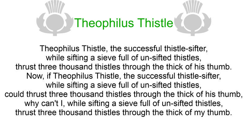 Theophilus Thistle Tongue Twister Theophilus Thistle Tongue Twister